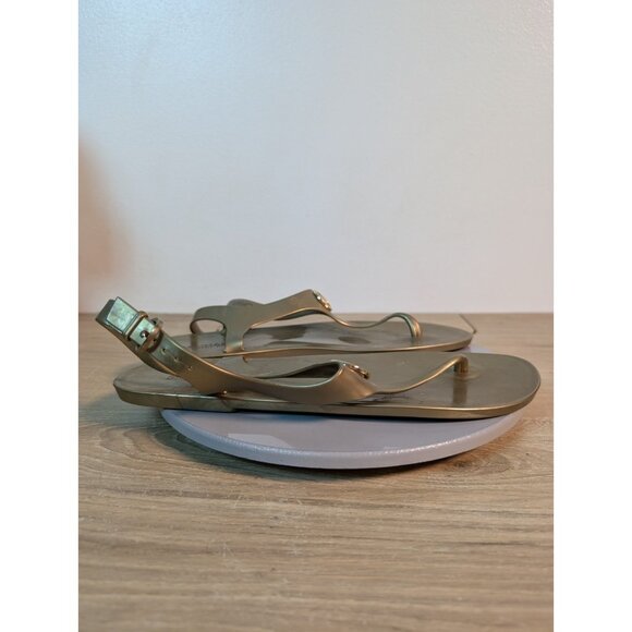 Michael Kors Thong Sandals Gold Slingback Jelly Women's SZ 11 M Summer Designer - Picture 4 of 8